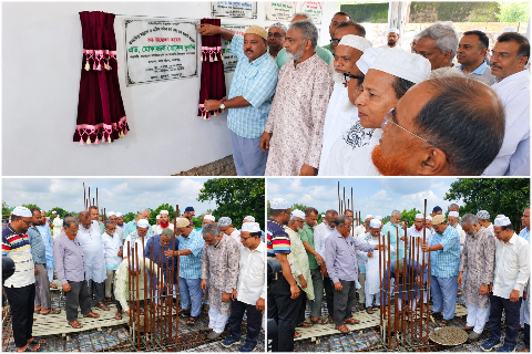দিনাজপুরে আলামিয়া মাদ্রাসা ও এতিমখানার ৪র্থ তলার ছাদ ঢালাই উদ্বোধন